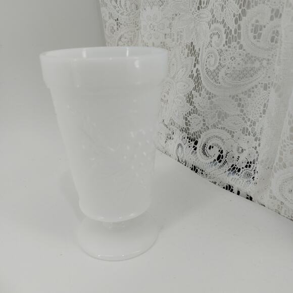 Anchor Hocking Colony Grape Milk Glass White Goblet Footed - Picture 5 of 14